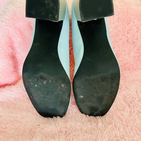 Graham Street Pastel Blue Leather Shoes With Silver Heels - Picture 10 of 10